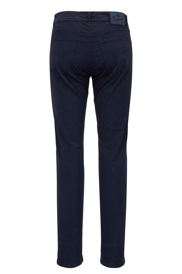 Marco Pescarolo Navy Garment Dyed Satin Finish Five Pocket Pants - view 3
