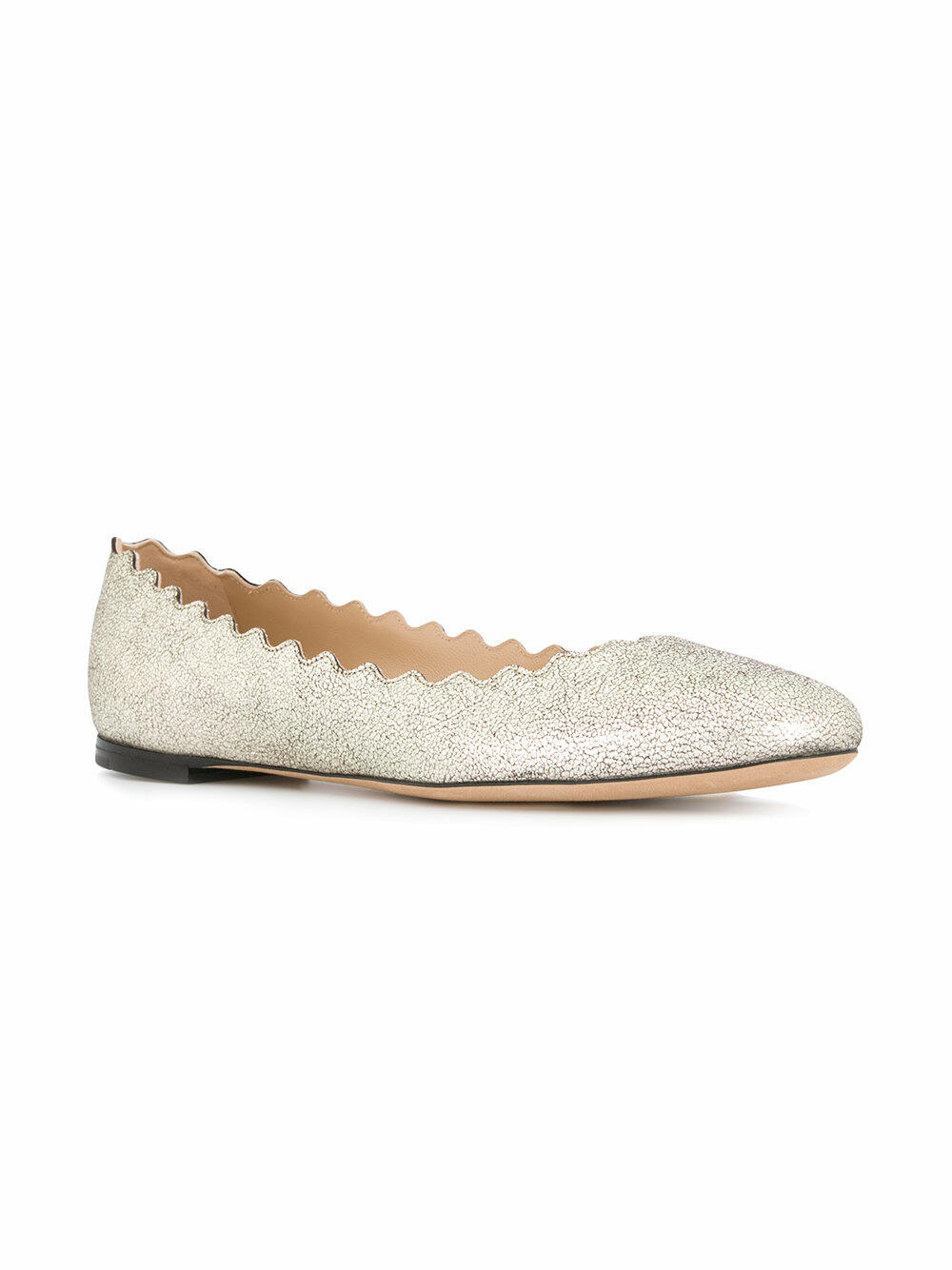 Chloé - Lauren Sliver Gray Glitter Leather Ballet Flat