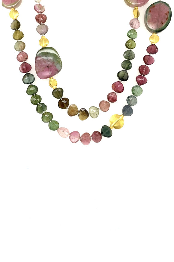 Ellen Hoffman Multicolored Tourmaline Beaded Necklace