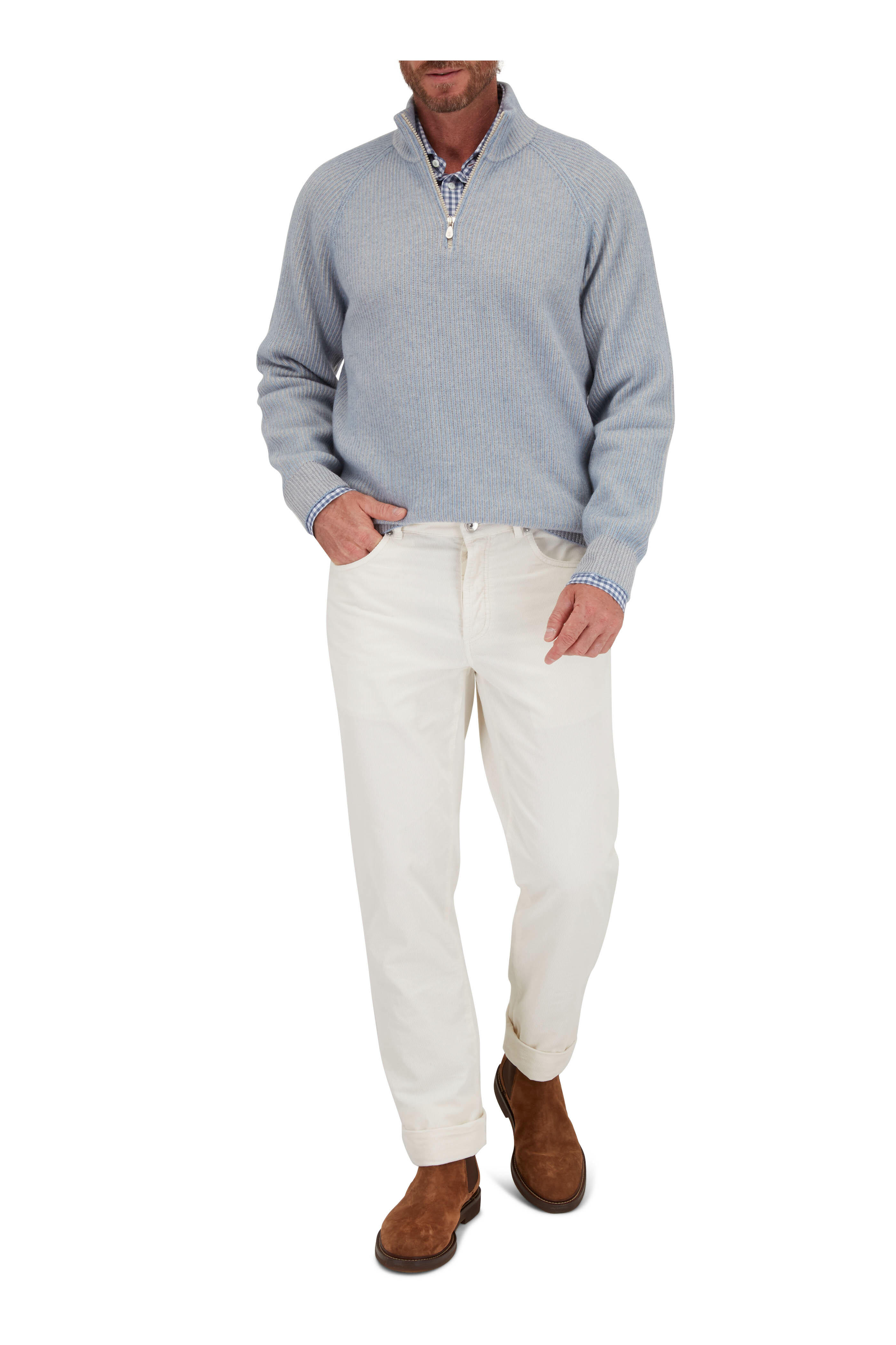 Brunello Cucinelli - Off-White Italian Corduroy Five Pocket Pants