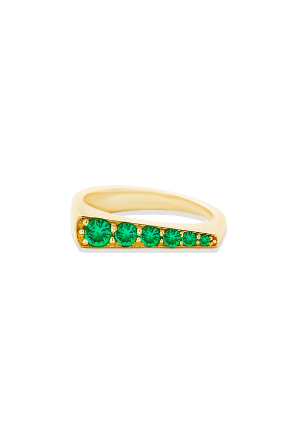 Campbell + Charlotte Edge Tapered Emerald Stacking Ring