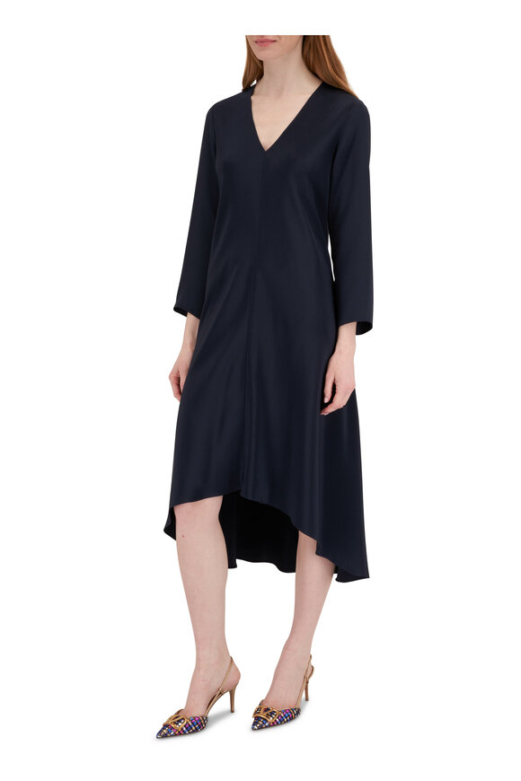 Peter Cohen - Byrd Navy Four Ply Silk Dress