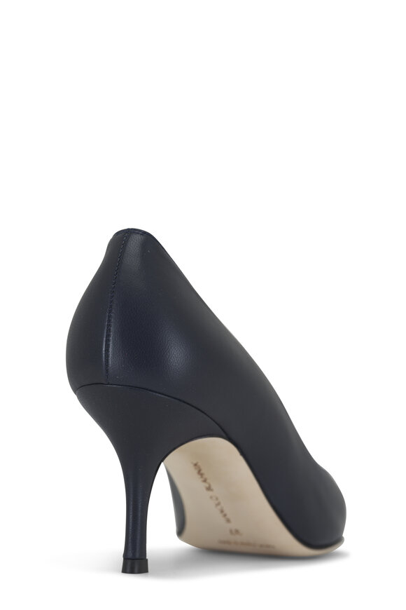 Manolo Blahnik - Kietta Navy Leather Stiletto Pump, 70mm