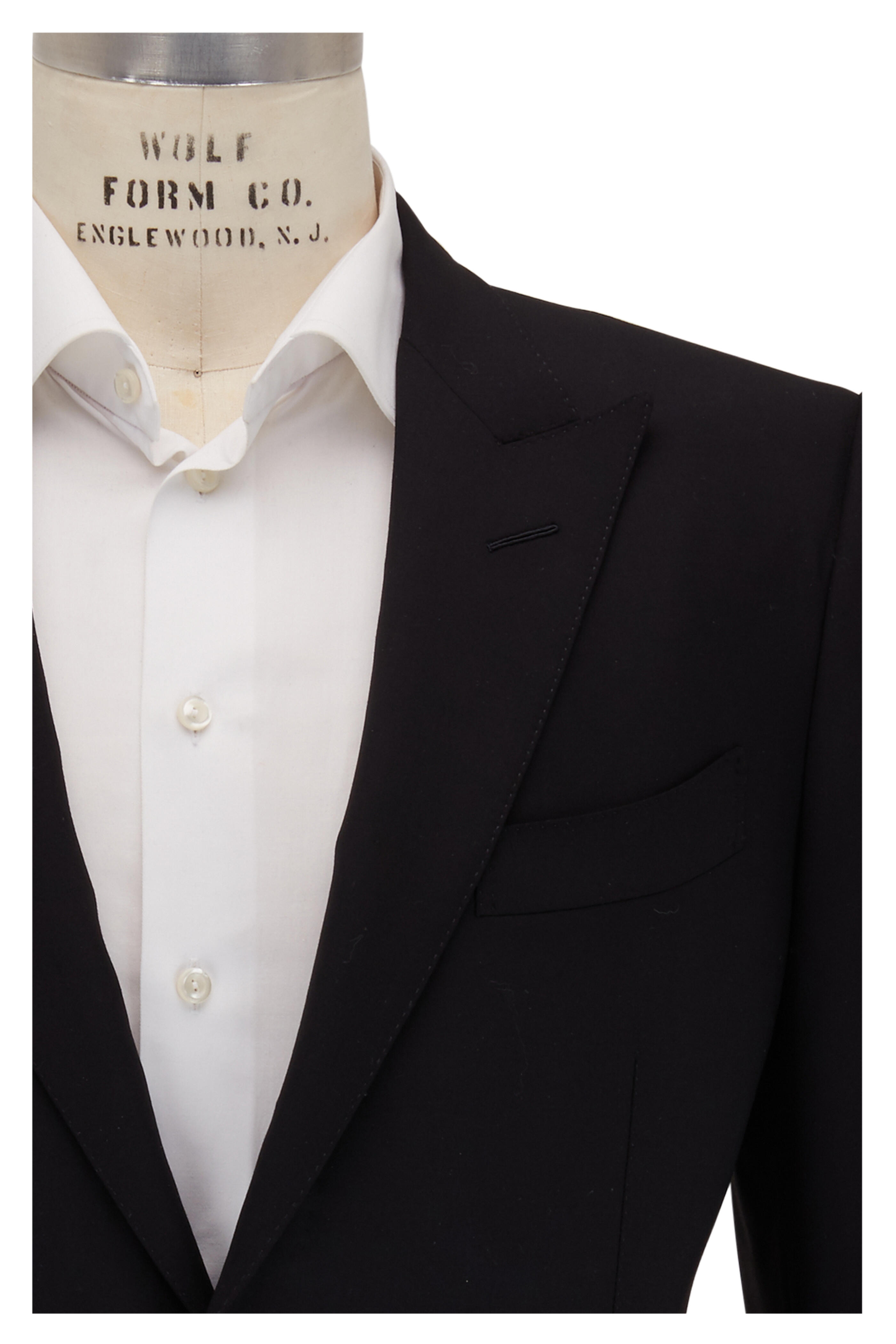 Tom Ford - Black Bistretch Plain Weave Peak Lapel Suit