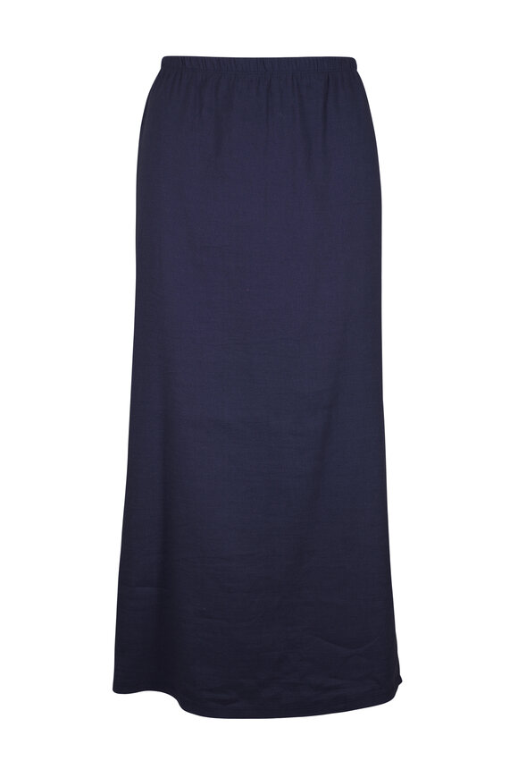 Peter Cohen Stem Navy Stretch Linen Viscose Skirt
