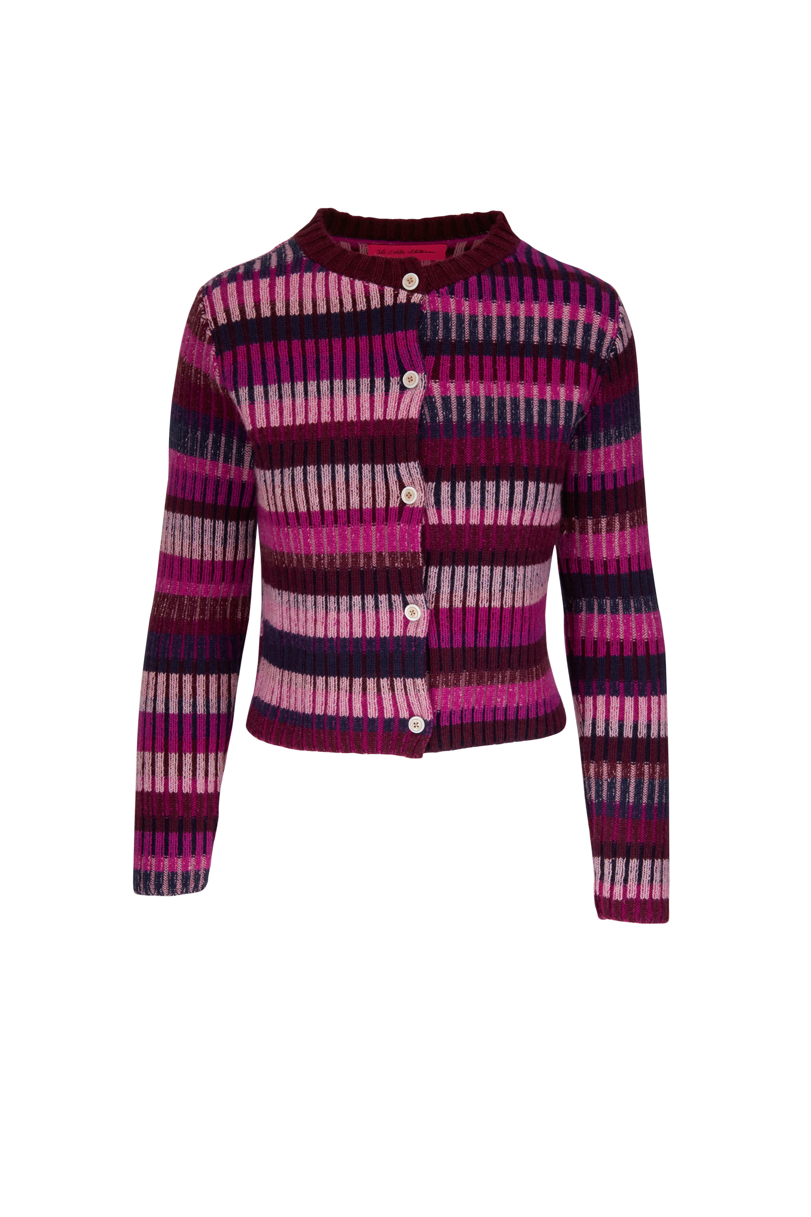 The Elder Statesman - Multicolor Pink Stripe Cashmere Cardigan