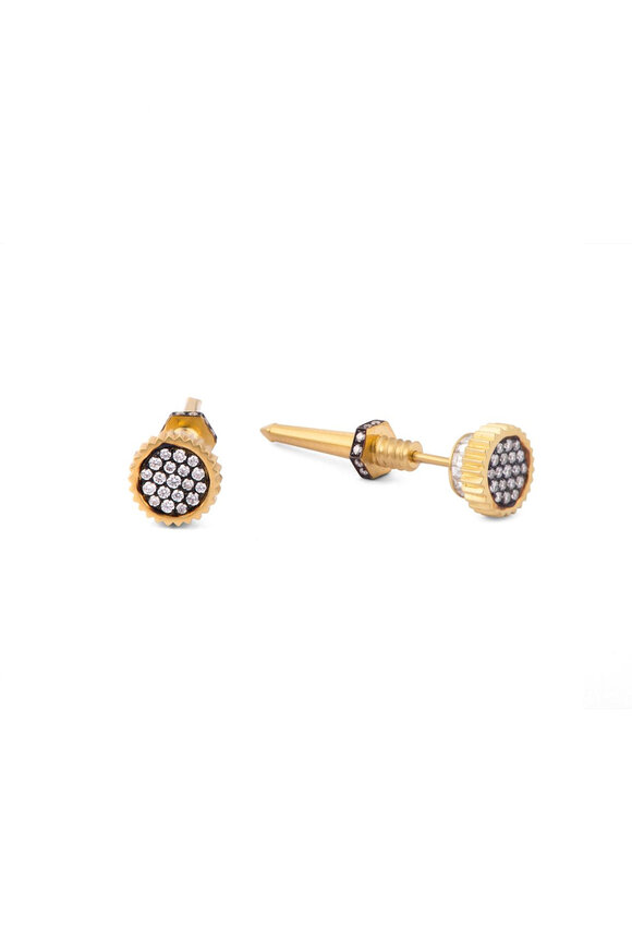 Sylva & Cie Mix Shape Diamond Bolt Stud Earrings - view 1