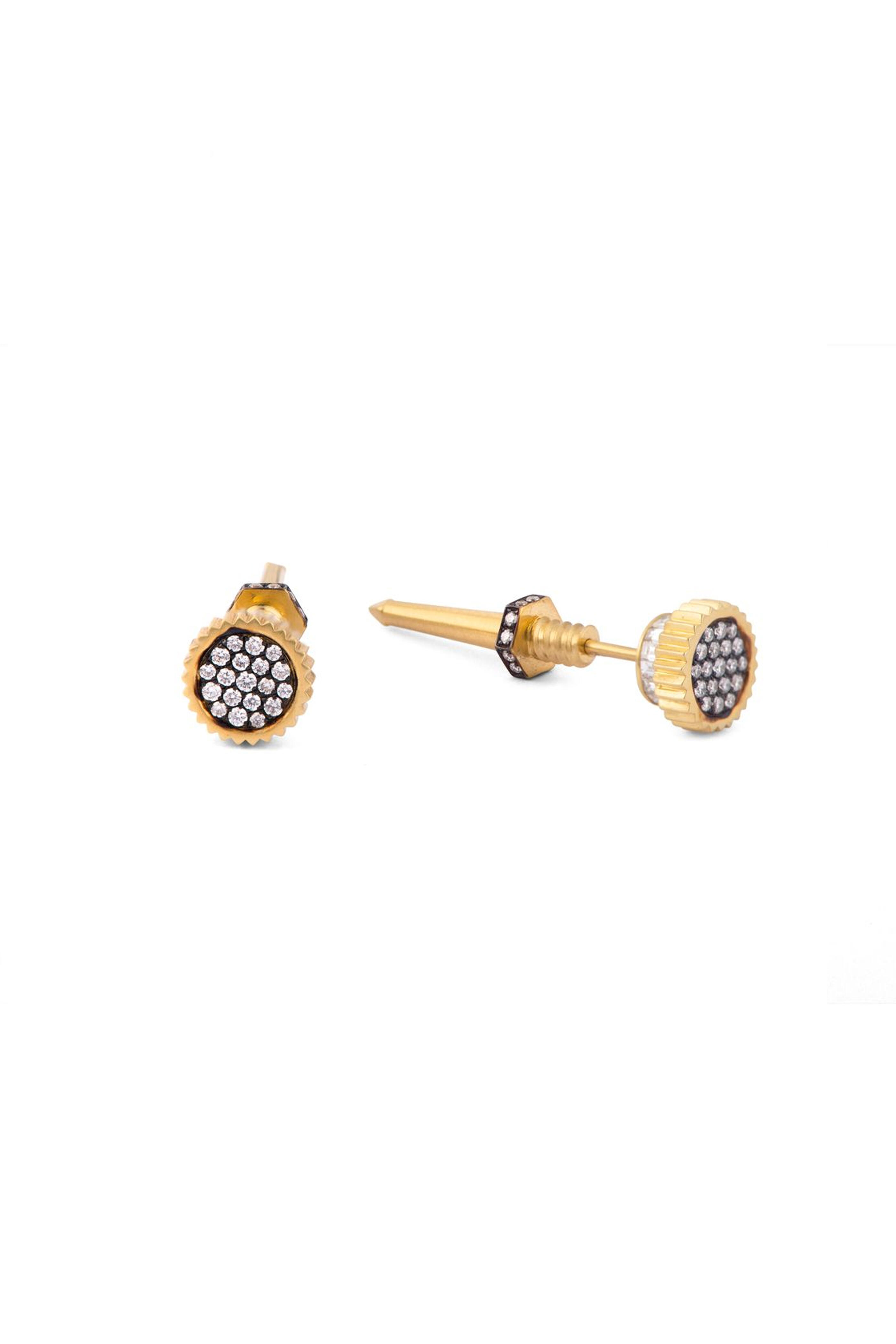 Sylva & Cie - Mix Shape Diamond Bolt Stud Earrings