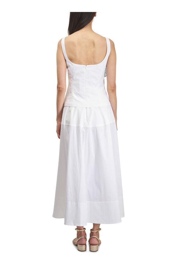 Lela Rose White & Blue Peony Embroidered Tank - view 4