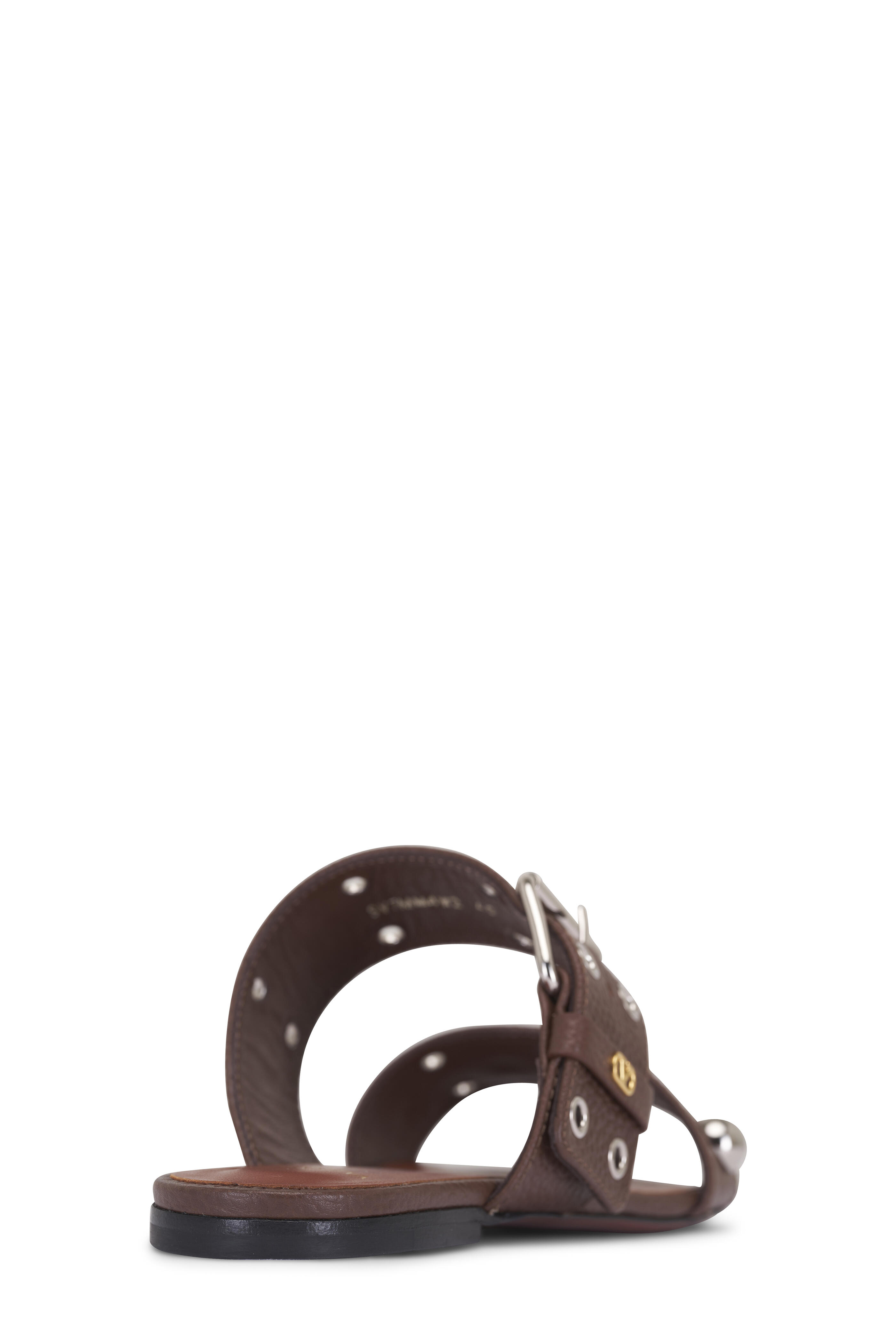 Valentino Garavani - Nellcote Dark Brown Leather Slip-On Sandal