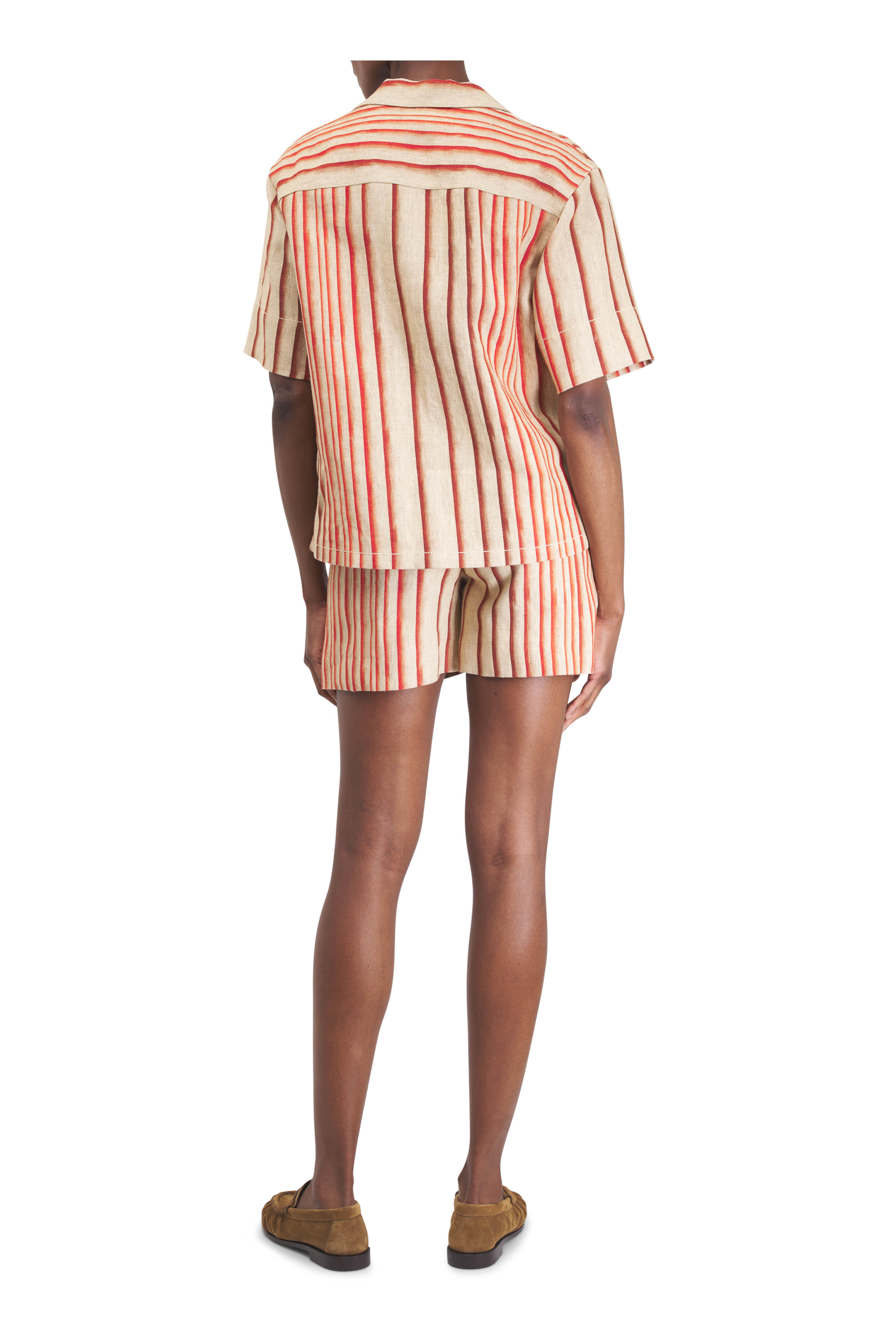 Odeeh - Auburn Degradé Stripe Linen Button Up