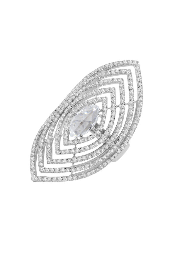 Sutra - 18K White Gold Diamond Web Ring