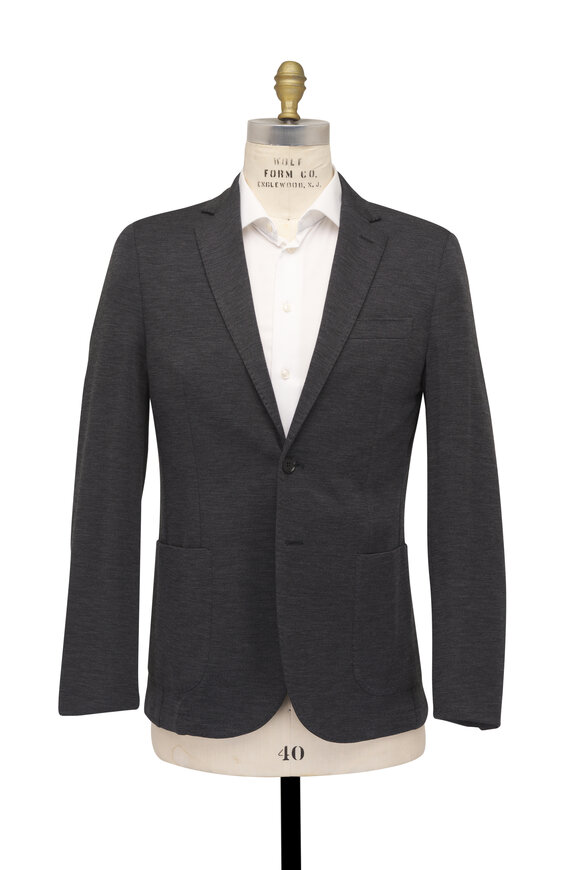 Maurizio Baldassari Charcoal Gray Wool Jersey Sportcoat - view 2