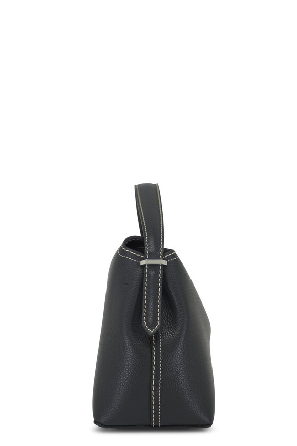 Totême - T-Lock Black Grain Leather Top Handle Bag