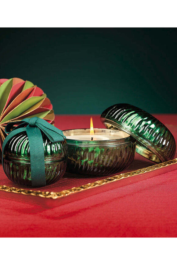 Zodax - Green Fluted Round Large Glass Candle