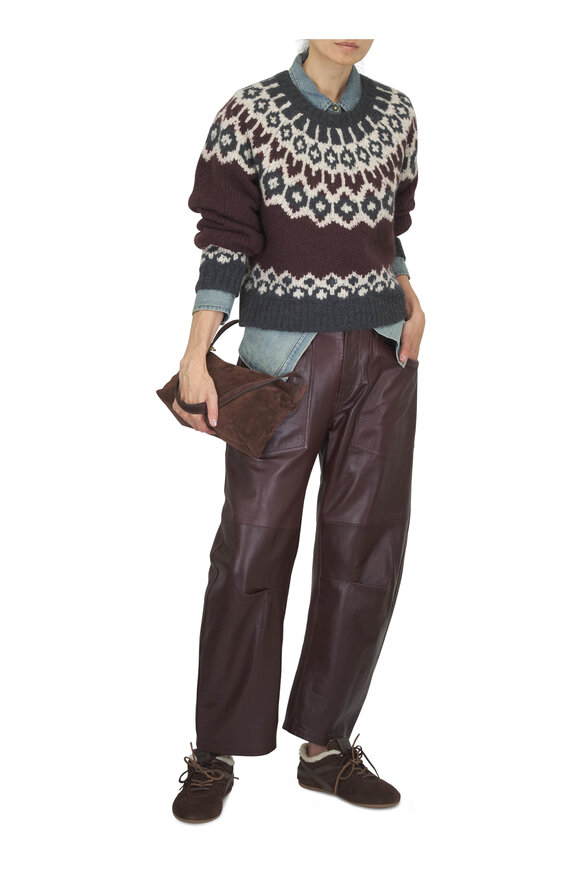 Nili Lotan Shon Burgundy Leather Pant - view 2