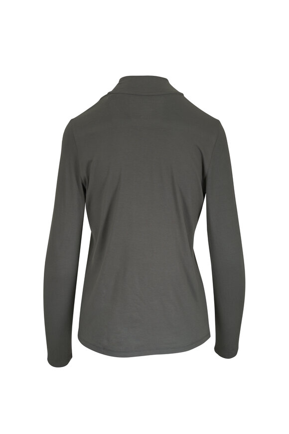 Majestic Soft Touch Military Green Twist Neck Top - view 2