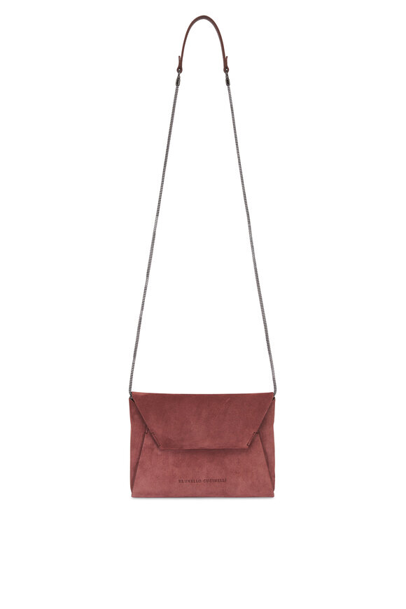 Brunello Cucinelli Duo Pochette Brick Suede Clutch