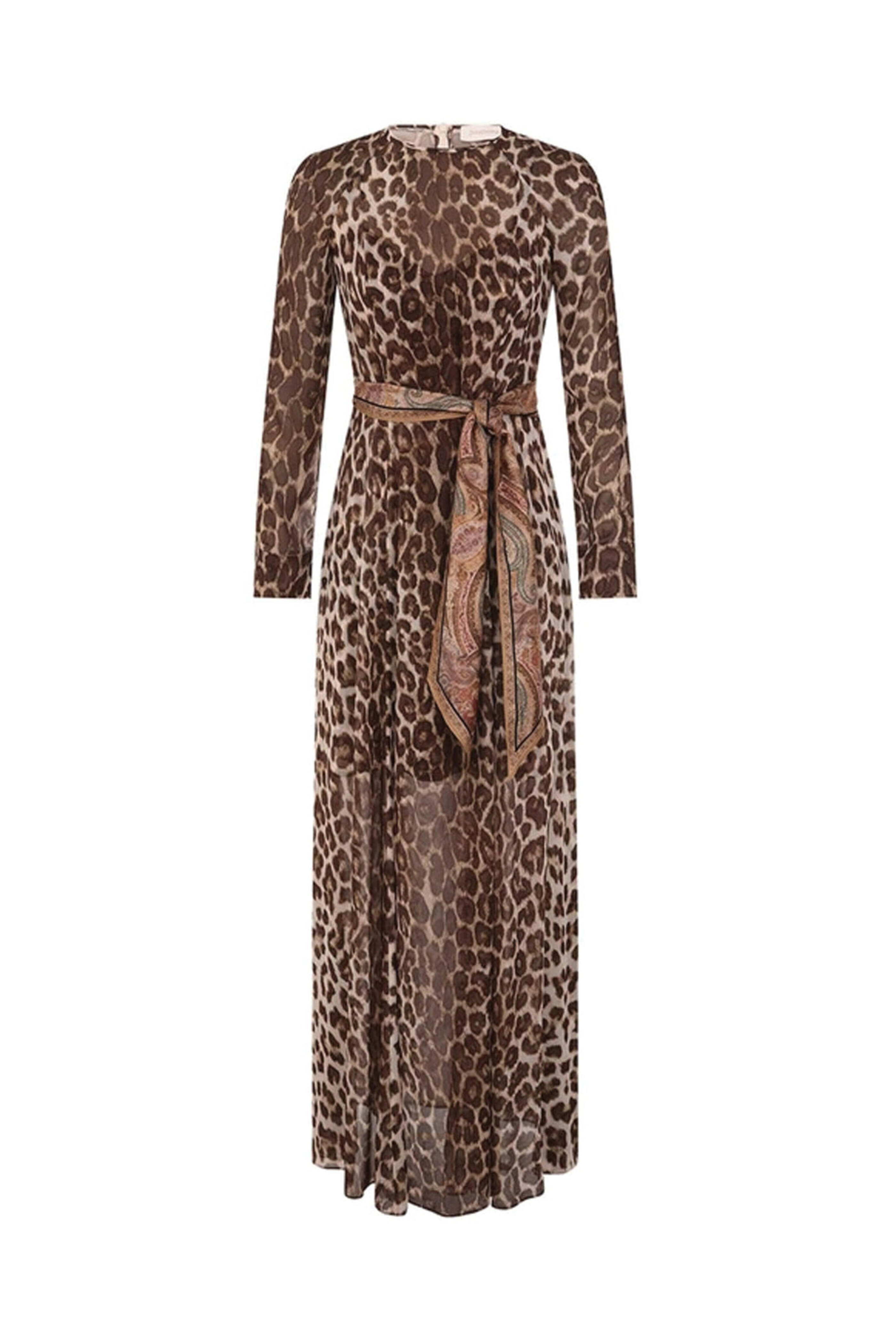 Zimmermann - Chocolate Leopard Illustration Sheath Dress - view 1