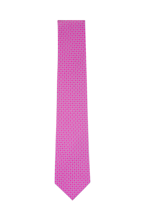 Ferragamo Pink Gancini Print Silk Necktie - view 1