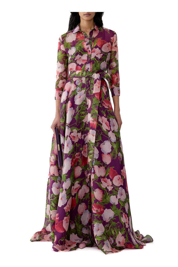Carolina Herrera Silk Poppy Print Trench Dress - view 2