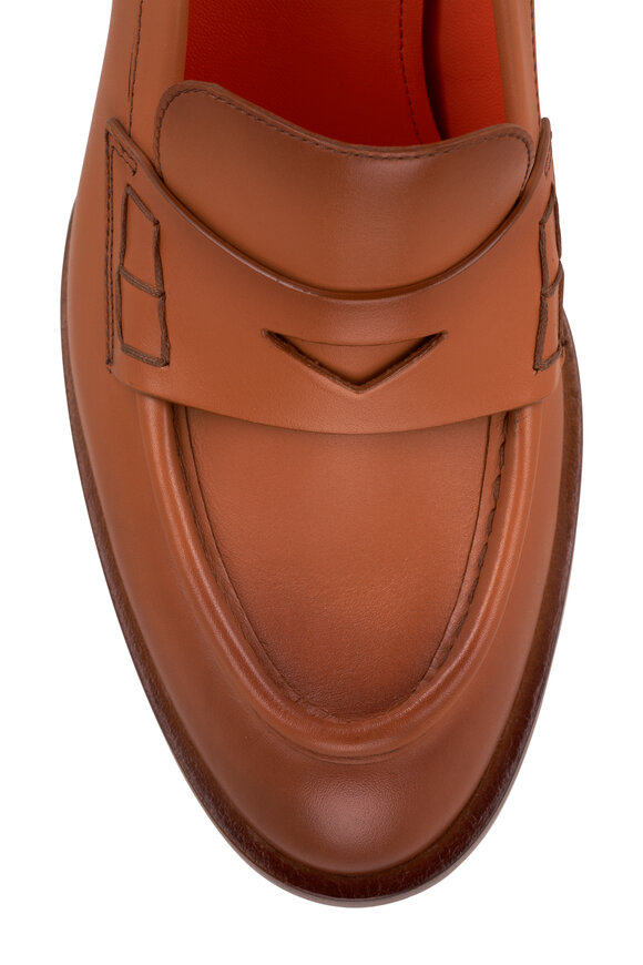 Santoni - Fewest Light Brown Leather Loafer Pump, 75mm 