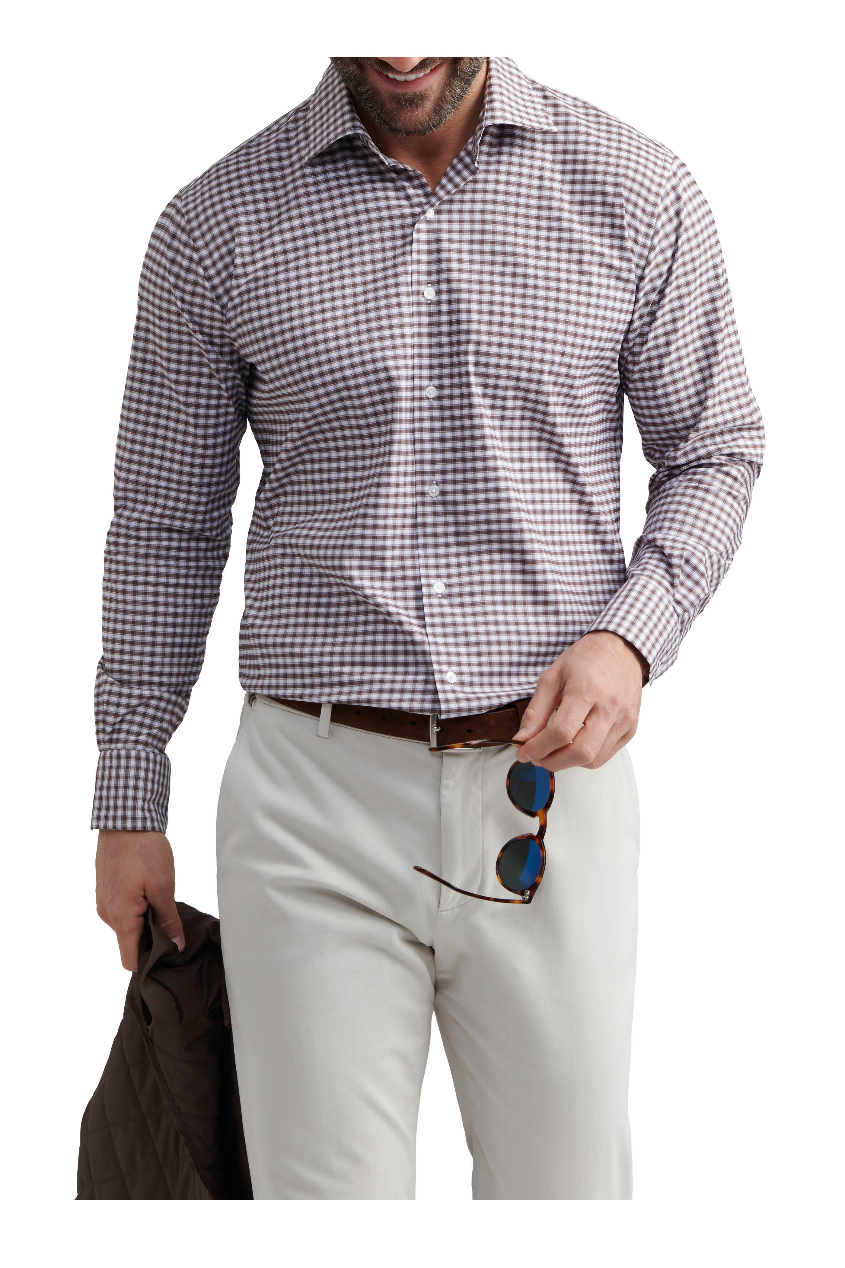 Peter Millar - Fairbanks Brown Plaid Twill Sport Shirt