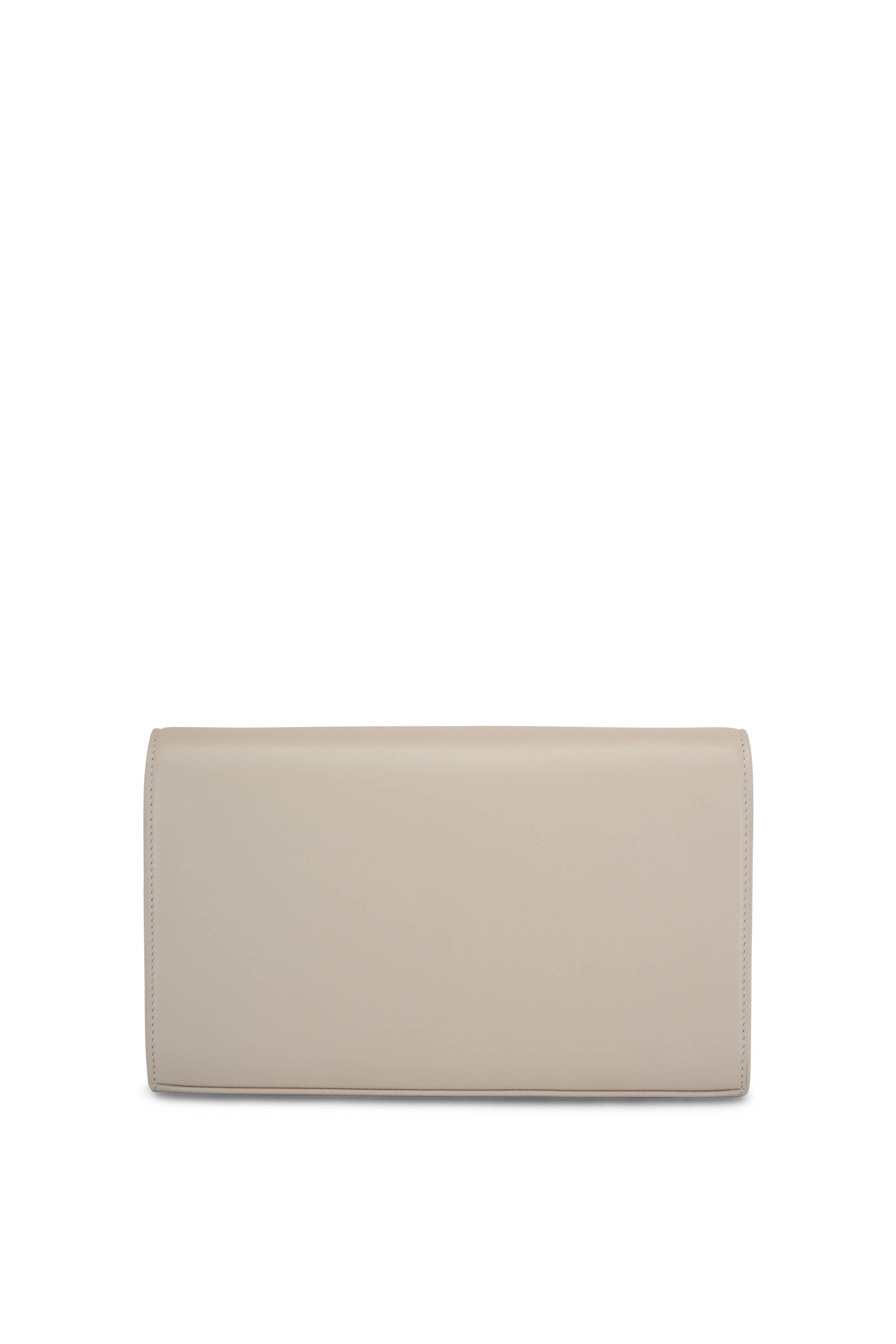 Saint Laurent Tricolor Ysl Monogram Nappa Leather Wallet on Chain Crema Soft Trigal