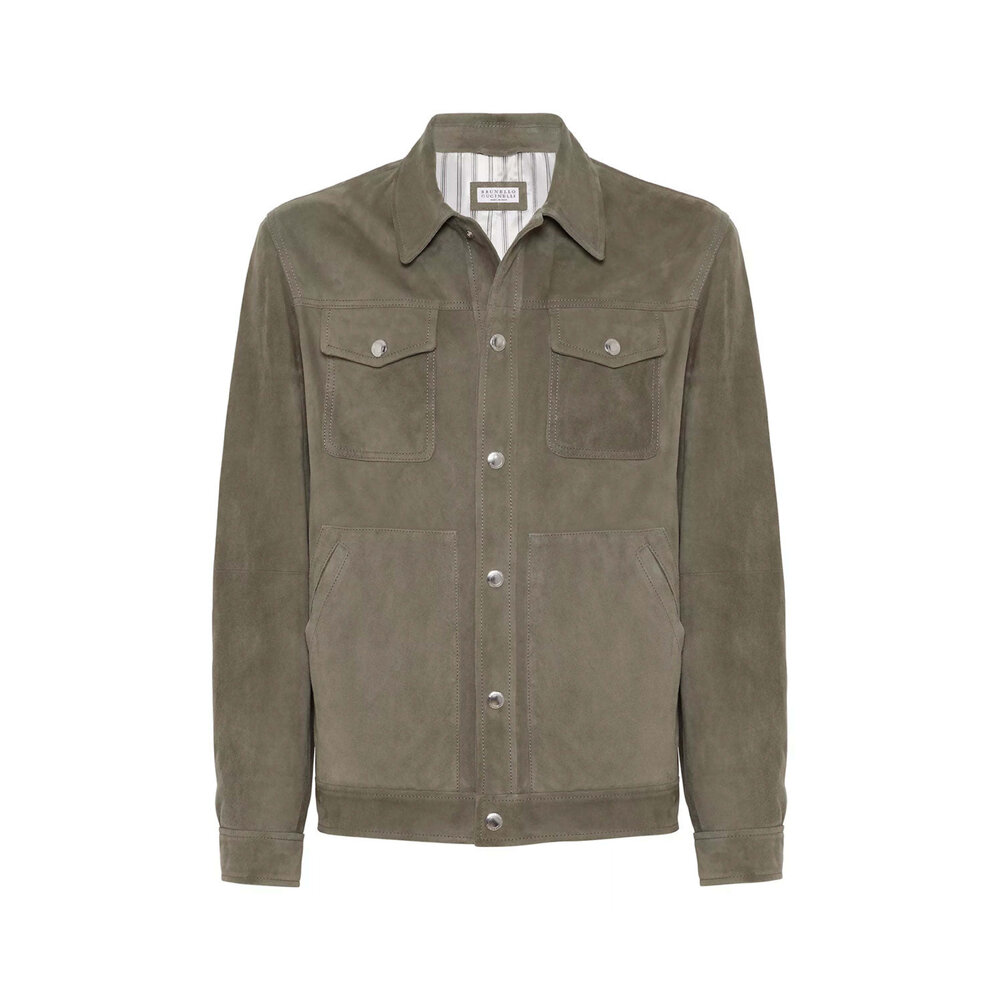 ジャケットその他 Brunello Cucinelli Jackets Brunello Cucinelli - Light Sage Green Leather Jacket