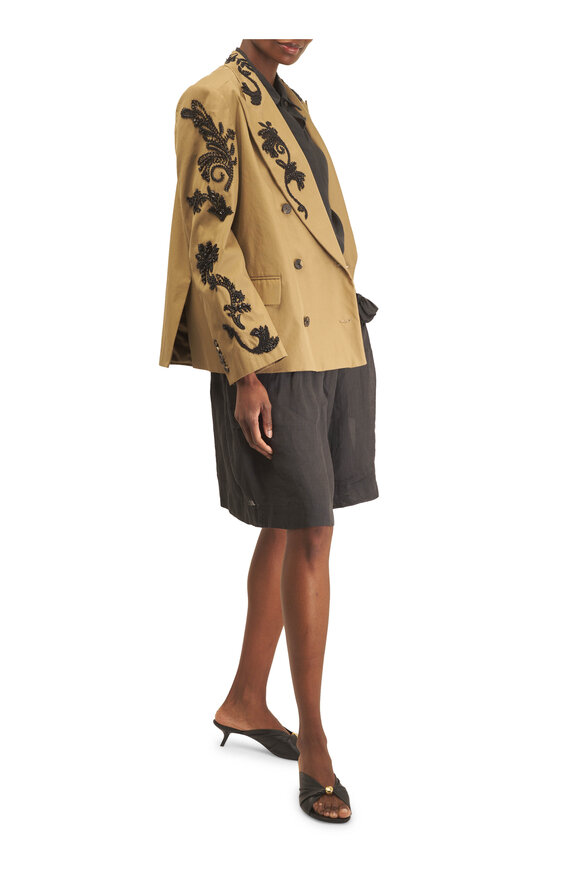 Dries Van Noten Camel Oversized Embroidered Blazer - view 2