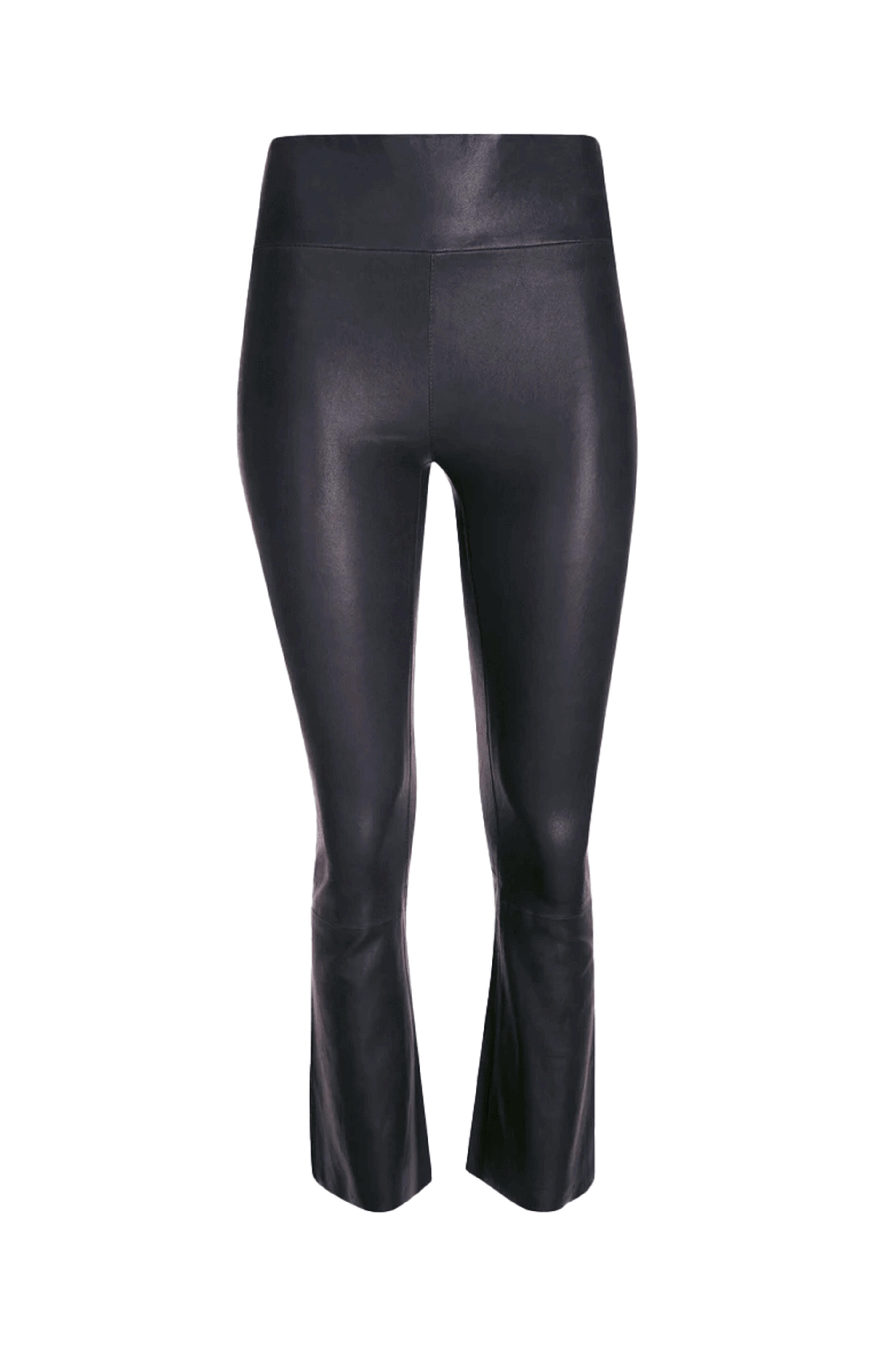 SPRWMN - Leather Crop Flare Legging in Navy