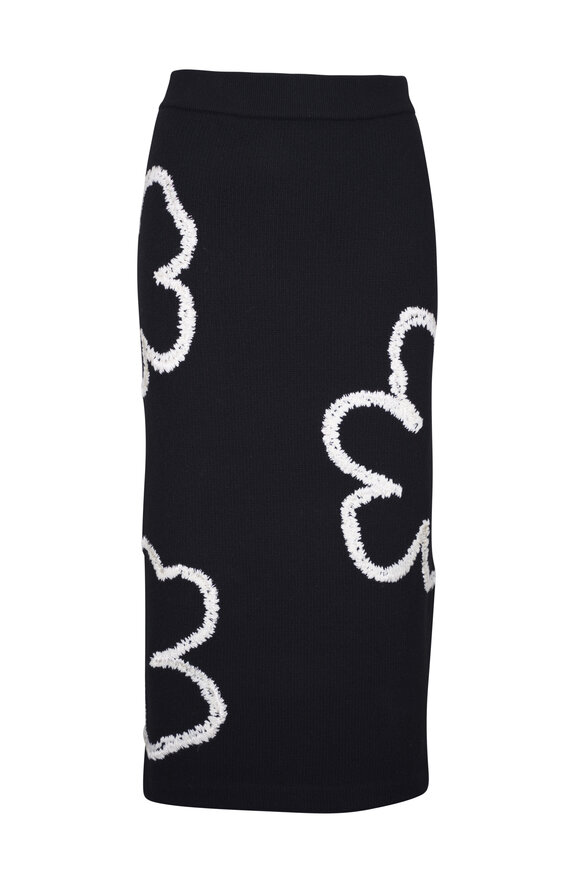 Carolina Herrera Black & White Embellished Midi Skirt