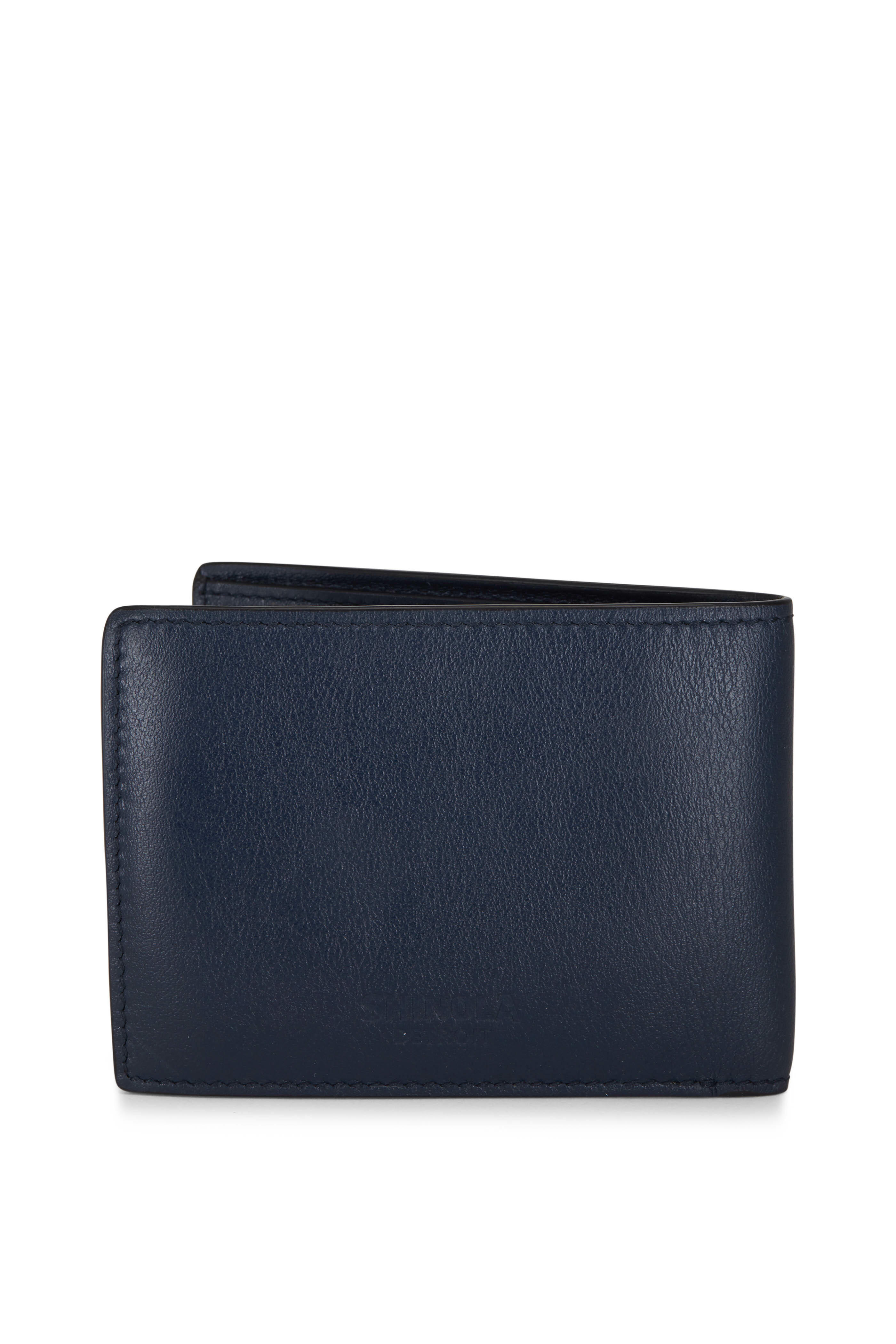 BI-FOLD WALLET IN GRAINED CALFSKIN - NAVY BLUE