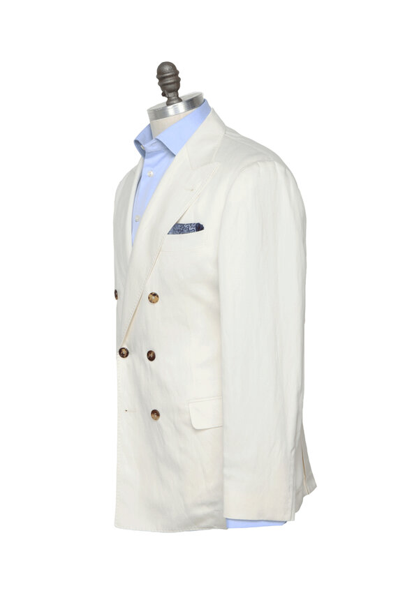 Brunello Cucinelli Off White Double Breasted Sportcoat - view 3