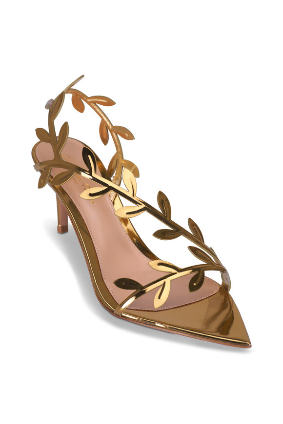 Gianvito Rossi Flavia Gold Leaf Sandal, 70mm