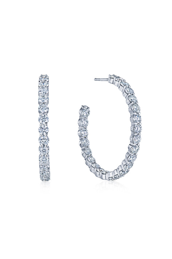 Kwiat 18k White Gold Diamond Hoop Earrings - view 1