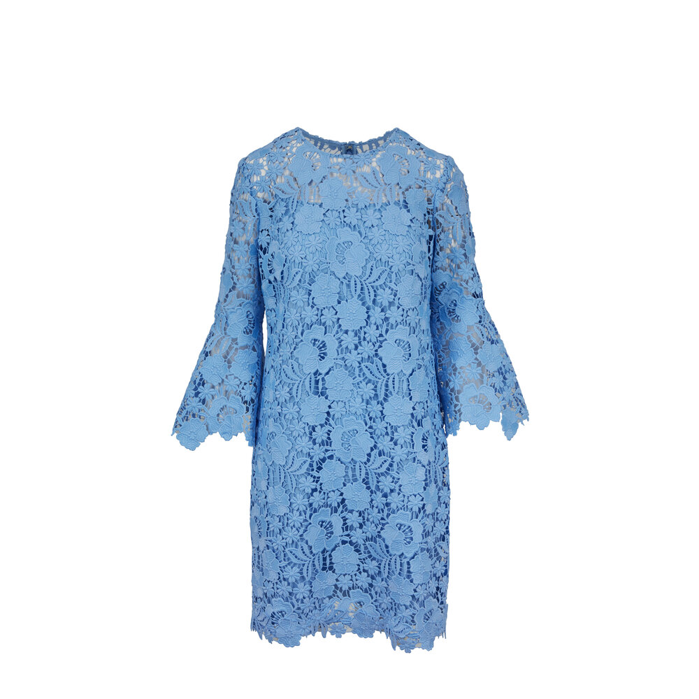 Lela Rose Sky Blue Flutter Sleeve Tunic Dress Mitchell Stores