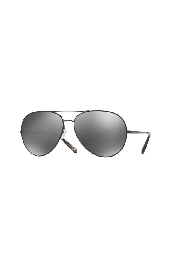 Oliver Peoples Sayer Matte Black & Satin Mirrored Sunglasses