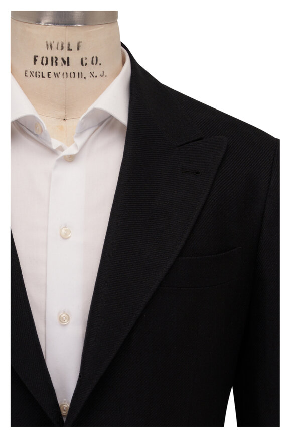 Brunello Cucinelli Black Linen, Wool & Silk Blazer 