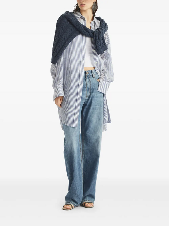 Brunello Cucinelli Super Lightweight Medium Wash Loose Fit Jean - view 6