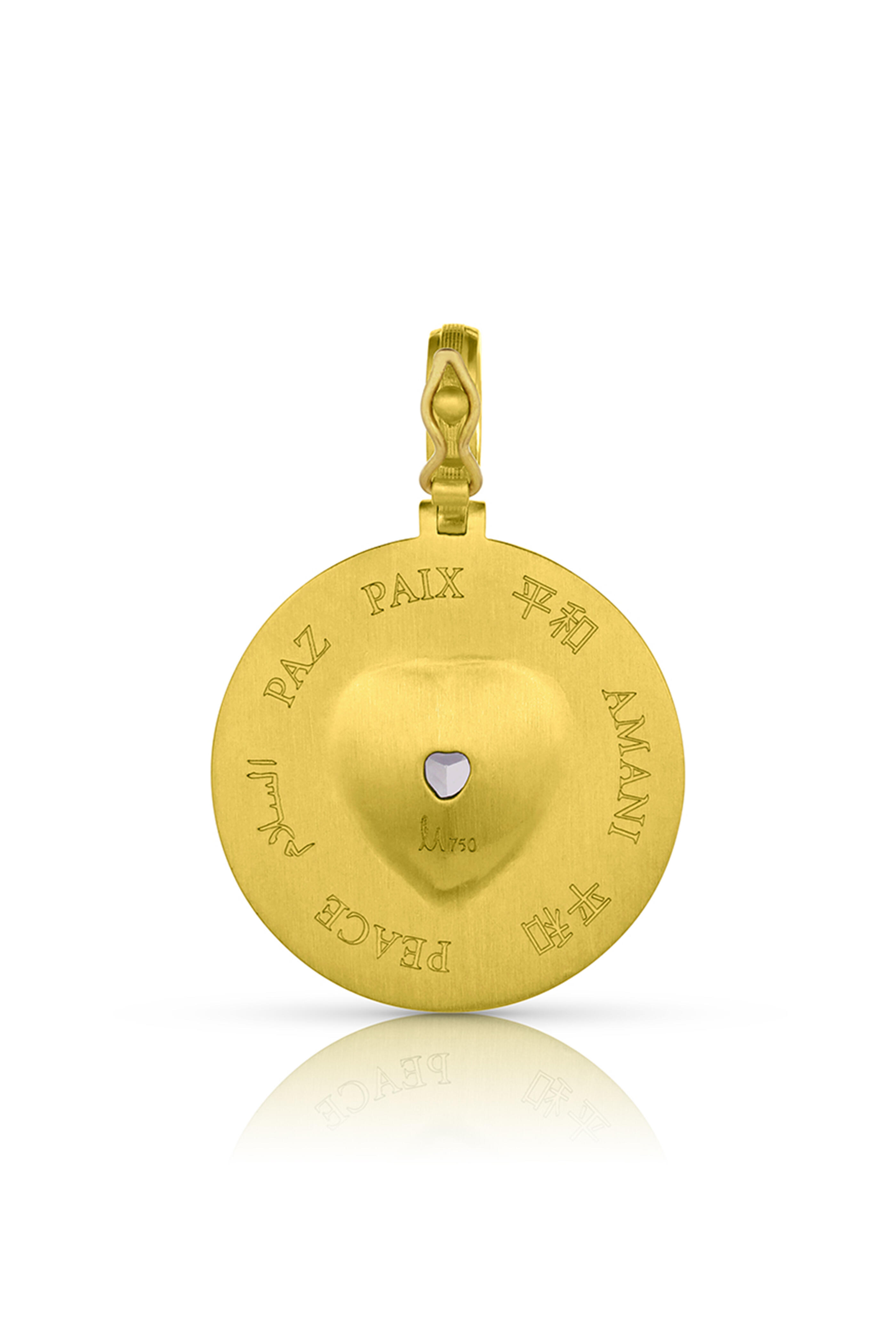 Leigh Maxwell - 18k Yellow Gold Amani Pavé Disk with Faceted Heart
