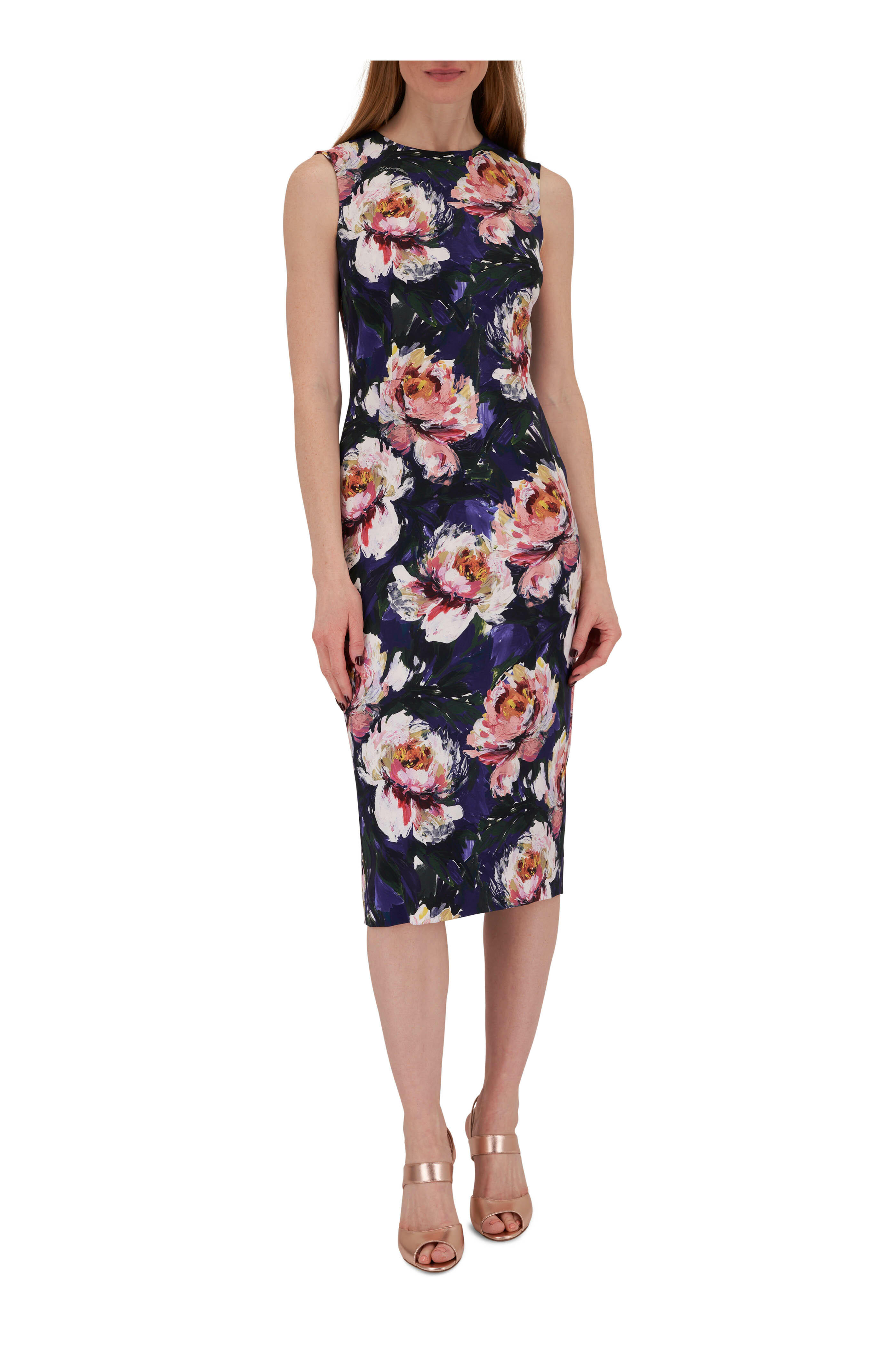 Dolce & Gabbana - Purple & Pink Painted Flower Midi Dress