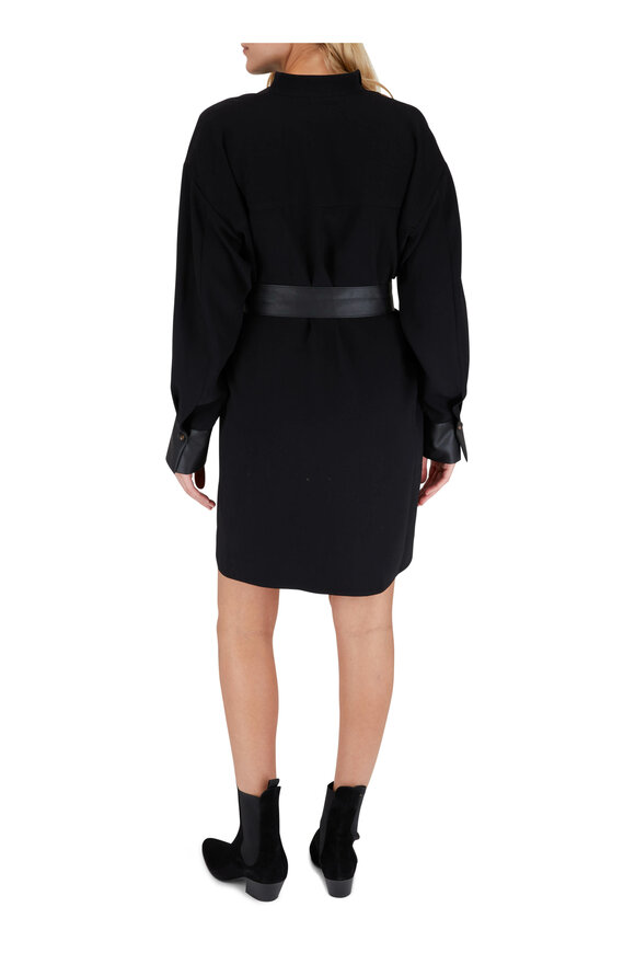 Vince - Black Long Sleeve Slit Neck Dress