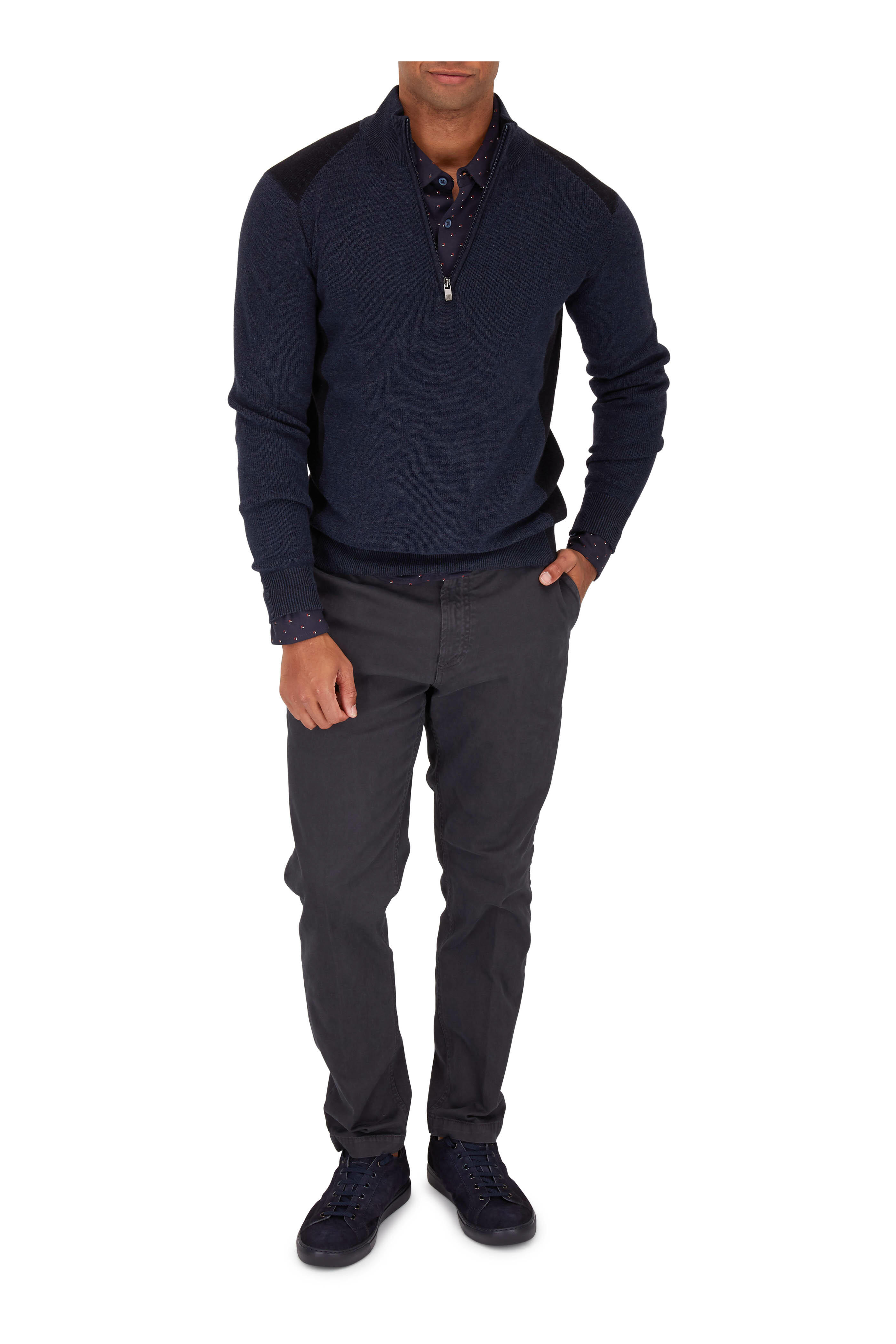 To Boot New York - Cordero Navy Blue Quilted Suede Sneaker