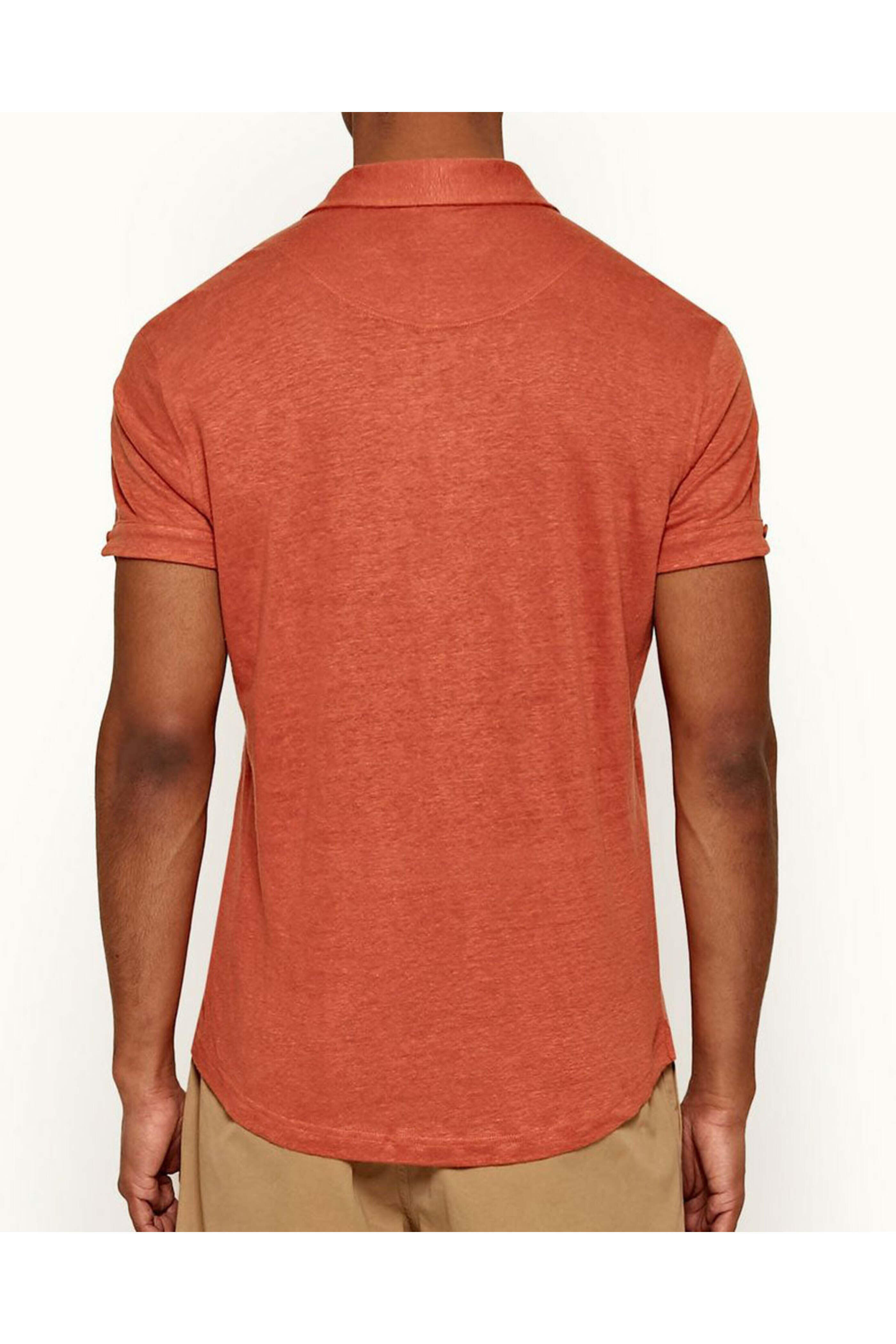 Orlebar Brown - Sebastian Linen Polo Shirt in Vintage Rose