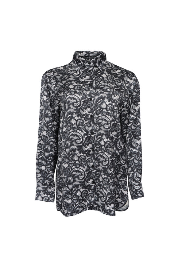 Zimmermann - Botanica Book Print Silk Oversize Shirt