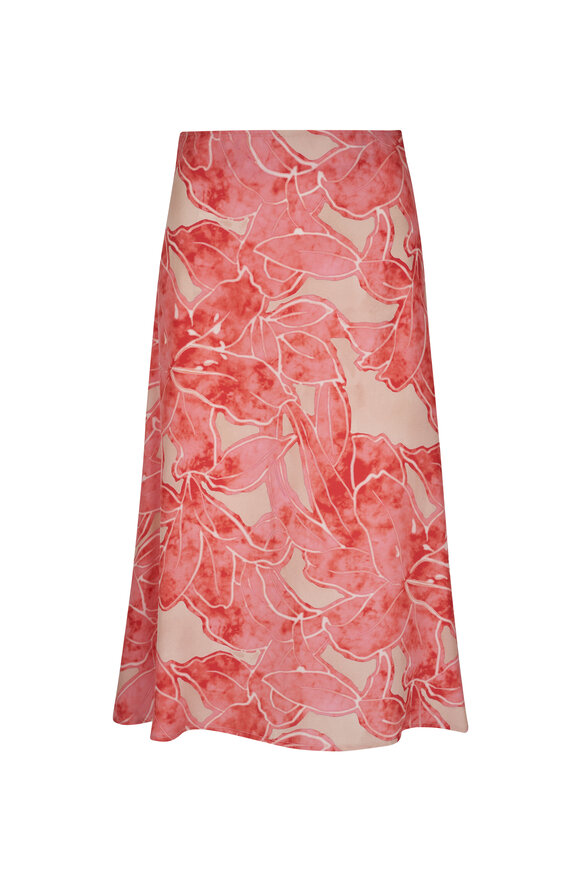 Kiton - Pink Floral Silk Skirt 