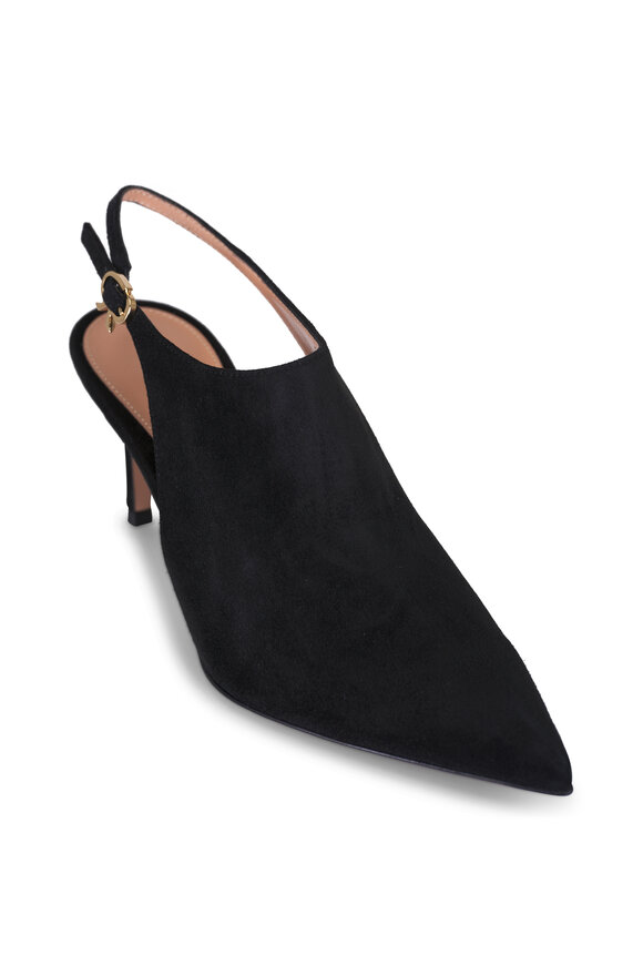 Gianvito Rossi Bazel Black Suede Slingback, 70mm