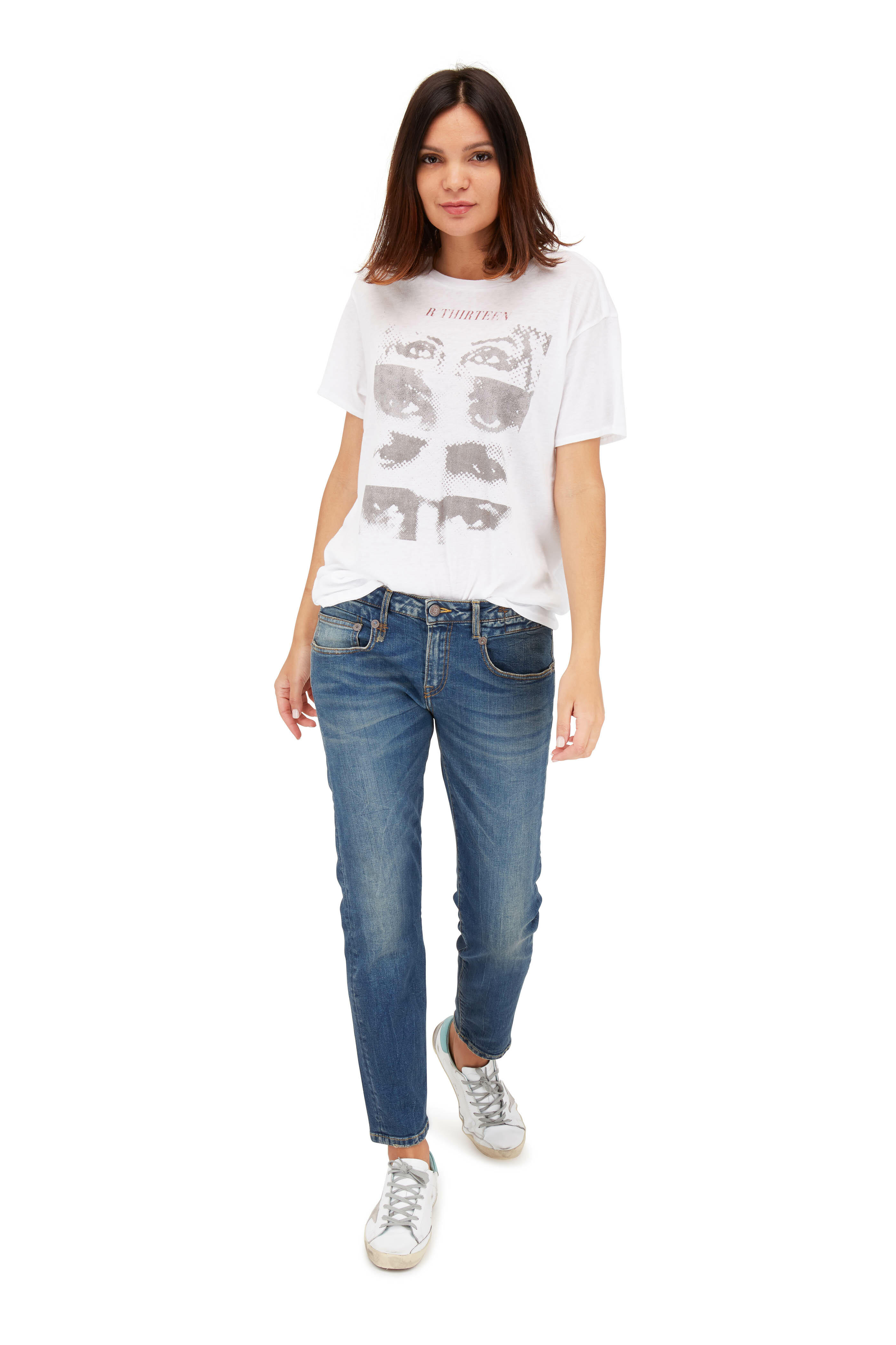Tシャツ・カットソー R13 FW25 'Wrap Around' shirt (R13WD185D351A BLUE) drop_neck_cropped_shirt_cloudy