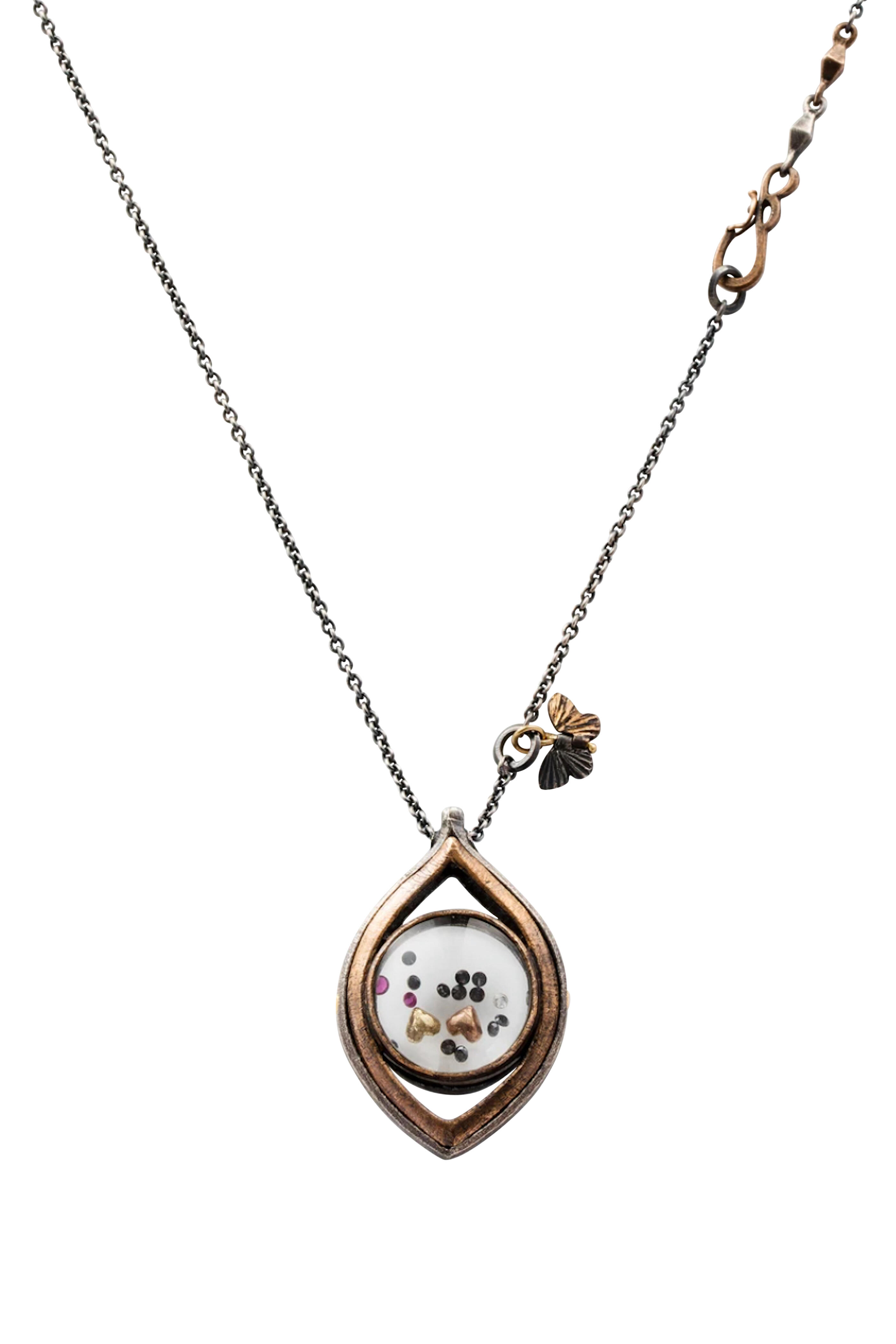 James Banks Jewelry Bronze & Silver Monocle Necklace | by Mitchell Stores